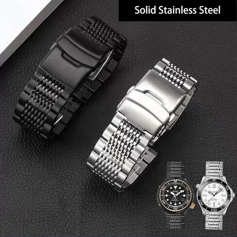 Stainless Steel Watch Band Quick Release Matte Metal Replacement Strap with Double-Lock Deployment Clasp Polished Watch Bracelet 18mm 20mm 22mm 24mm Universal Replacement Band for Men Women in Saudi Arabia