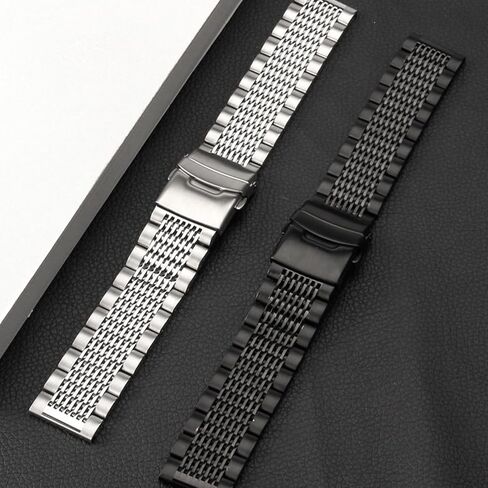 Stainless Steel Watch Band Quick Release Matte Metal Replacement Strap with Double-Lock Deployment Clasp Polished Watch Bracelet 18mm 20mm 22mm 24mm Universal Replacement Band for Men Women in Saudi Arabia
