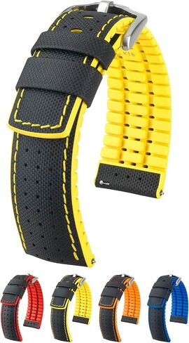 Hirsch Robby Calf Leather Watch Strap - أداء Caoutchouc - 20 مم ، 21 مم ، 22 مم ، 24 مم - طول - عرض مرفق/مشبك - شريط مشاهدة سريع الإصدار in Kuwait