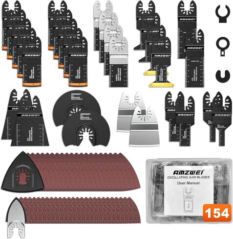 AMZWEI 190 Metal Wood Oscillating Tool Blade, Titanium Oscillating Saw Blades with Sandpaper, Quick Release Multi Tool Blades Kits Compatible with Dewalt Ryobi Milwaukee Rockwell Fein Makita in Saudi Arabia