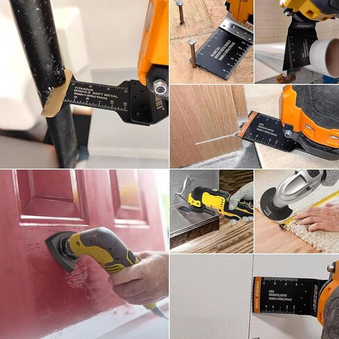 AMZWEI 190 Metal Wood Oscillating Tool Blade, Titanium Oscillating Saw Blades with Sandpaper, Quick Release Multi Tool Blades Kits Compatible with Dewalt Ryobi Milwaukee Rockwell Fein Makita in Saudi Arabia