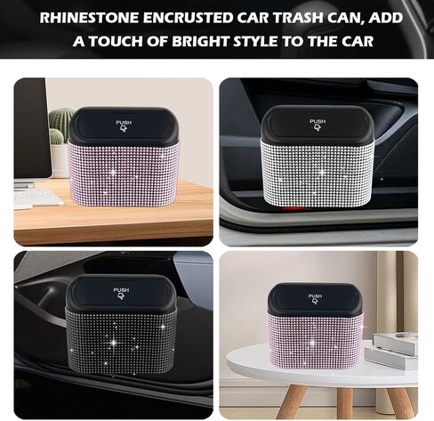 تلبس القمامة بالسيارة مع تصميم الغطاء والراين ، صندوق القمامة للسيارة لتخزين العناصر والسيارات ، ويشمل ديكور سيارات حقيبة سلة المهملات ، وسيارات لامعة ، علبة القمامة مع مقطع خلفي للباب الجانبي (الماس الأبيض) in Saudi Arabia
