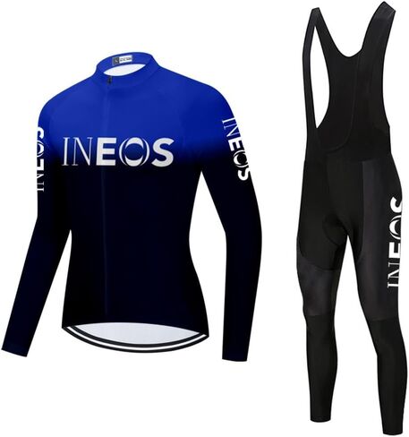 Men's Cycling Jersey Set Long Sleeve Bike Shirts Bicycle Clothing Cycling Bib Pants with 20D Gel Padded in Saudi Arabia