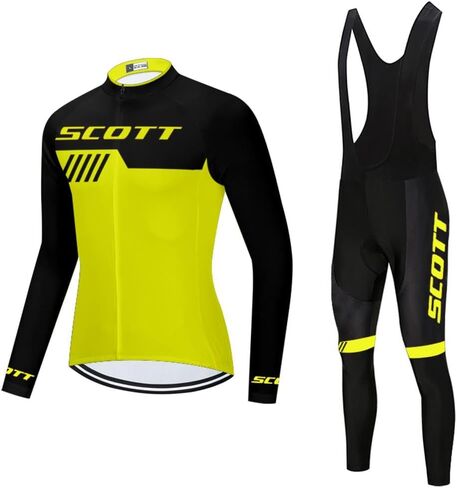 Men's Cycling Jersey Set Long Sleeve Bike Shirts Bicycle Clothing Cycling Bib Pants with 20D Gel Padded in Saudi Arabia