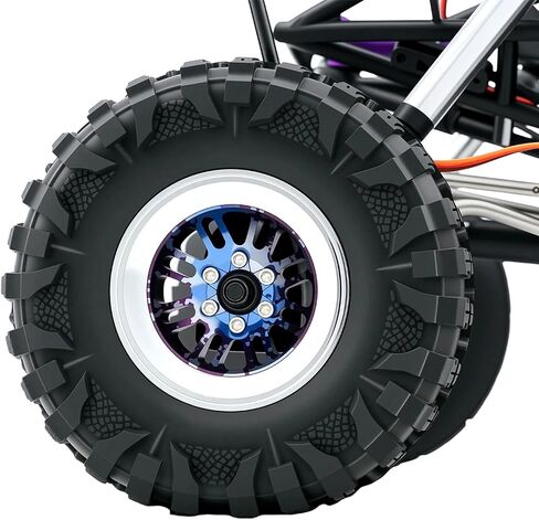 4PCS Aluminum 2.2 Inch High Mass Beadlock Wheels Hubs for 1/10 Axial Wraith RR10 YETI SCX10 D90 TRAXXAS TRX4 CC01 RC Crawler Car,Chrome+Purple in Kuwait