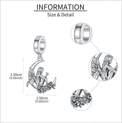 Moon Fairy/Moon Fox/Skunk/Jellyfish/Artist Palette Charm Sterling Silver Charms Beads Fits Bracelets Necklace Jewelry for Women in Saudi Arabia
