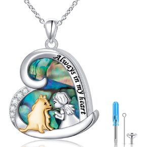 S925 Sterling Silver Dog Dur Necklace for Pet Ashes for Women Pet Fur Fur Jtersiake التذكارية التذكارية هدايا المجوهرات القلادة لخسارة النساء جرو in Kuwait