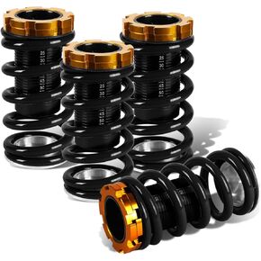 Auto Dynasty Aluminum Scaled Suspension Coilover Spring Compatible with Civic CRX Del Sol Integra 88-00, 1-4 Inches Lowering, 4-Piece, Black Spring & Sleeves in Kuwait