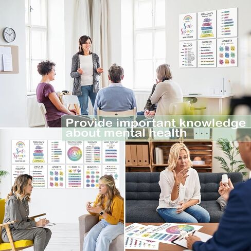 12 Pcs Mental Health Posters - Mental Health Awareness Items, Therapy Office Decor, Counseling Office Must Haves, School Counselor Inspirational Positive Poster, Mental Health Gifts (Laminated Posters-10"x14") in Kuwait