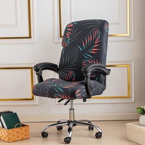 Stretch Office Chair Covers Durable Zipper Stretch Computer Desk Chair Cover Printed Computer Chair Slipcover Gaming Chair Covers Universal Desk Rotating Chair Slipcovers,04 in Kuwait
