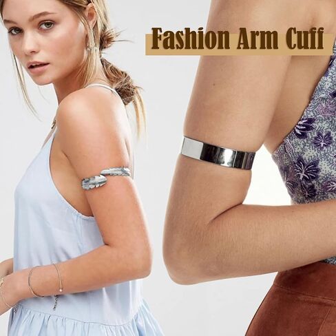 12 Pcs Arm Cuff Bracelets for Women Boho Upper Arm Bands Leather Armband Armlet Feather Cuff Bangle Bracelet Open Gold Arm Cuffs Set in Saudi Arabia