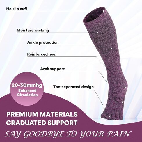 Knee High Compression Socks Coolmax Toe Socks Moisture Wicking Graduated Support for Running,Travel,Flight in Saudi Arabia