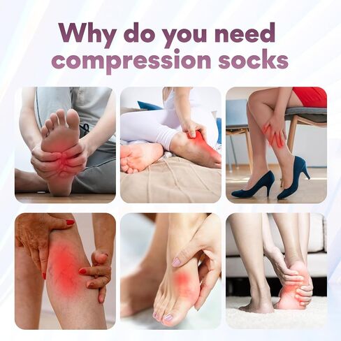 Knee High Compression Socks Coolmax Toe Socks Moisture Wicking Graduated Support for Running,Travel,Flight in Saudi Arabia