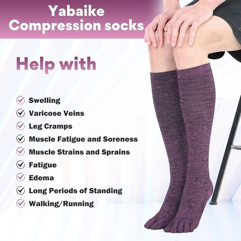 Knee High Compression Socks Coolmax Toe Socks Moisture Wicking Graduated Support for Running,Travel,Flight in Saudi Arabia
