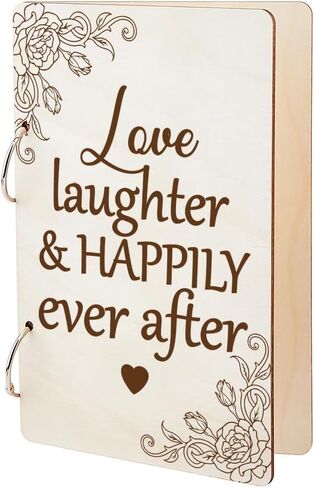 SUPERDANT Enjoy the Moment Greeting Card Holder Planning Book Organizer Wooden Loose Leaf Binder Watercolor Waves Photo Album 2-Rings Cover Wedding Planner Keeper Keepsake Gifts Cover Binder in Kuwait