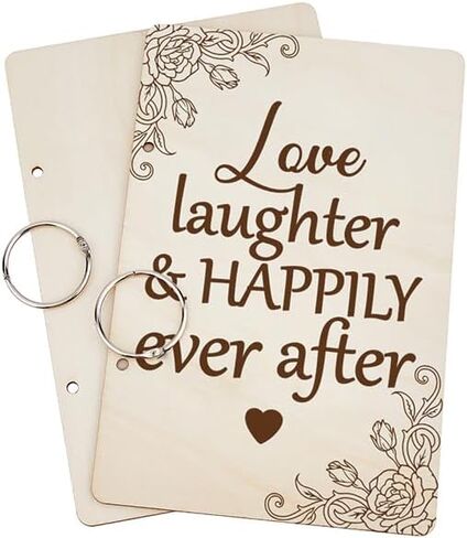 SUPERDANT Enjoy the Moment Greeting Card Holder Planning Book Organizer Wooden Loose Leaf Binder Watercolor Waves Photo Album 2-Rings Cover Wedding Planner Keeper Keepsake Gifts Cover Binder in Kuwait