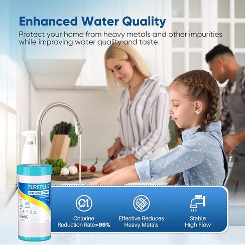 PUREPLUS 10 بوصة × 4.5 بوصة RFN10BB-SZ حديد منزلي بالكامل ومنغنيز يقلل خرطوشة استبدال فلتر المياه، عبوة واحدة in Kuwait