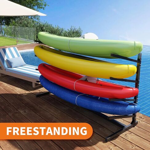 Freestanding Kayak Storage Rack,Heavy Duty Kayak Holder with Wheels,Metal Kayak Stand Indoor Outdoor,Garage Storage Rack for Kayaks,Canoes,SUP,Paddle Board and Surfboards in Kuwait