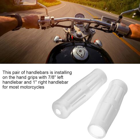 1 Pair 1"-7/8" Universal Motorcycle Bike Vintage Classic Handlebar Hand Grips Bar(White) in Saudi Arabia