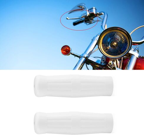 1 Pair 1"-7/8" Universal Motorcycle Bike Vintage Classic Handlebar Hand Grips Bar(White) in Saudi Arabia
