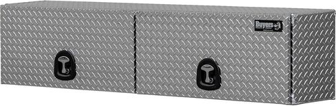 Buyers Products 1701770 Topsider Truck Tool Box, 18x16x96 Inch, Diamond Tread Aluminum, Dual Flip-Up Doors, Locking Compression Latch, Weather Resistant, No-Drill Mount, Made in USA in Saudi Arabia