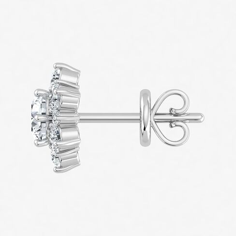 0.75-1.00 Carat Lab Grown Diamond Snowflake Design Flower Elegant Stud Push Back Earrings for Women 14K Yellow & White Gold (VS Color EF Clarity) in Saudi Arabia