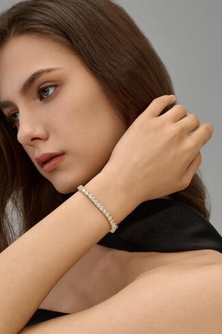 سوار التنس مملوءة بالذهب 14K للنساء 2mm 3mm 4mm CZ Opal Gold Tennis Pracelet للنساء ، عيد الحب ، الأم ، هدية مجوهرات عيد الميلاد للنساء in Kuwait