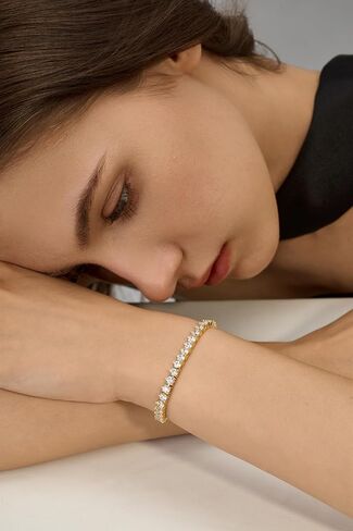 سوار التنس مملوءة بالذهب 14K للنساء 2mm 3mm 4mm CZ Opal Gold Tennis Pracelet للنساء ، عيد الحب ، الأم ، هدية مجوهرات عيد الميلاد للنساء in Kuwait