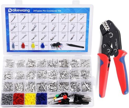 480 قطعة 24 نوعًا من موصلات دبابيس السيارات، 1/1.5/1.8/2.2/2.3/2.8/3.5 مم دبابيس أسلاك ذكر وأنثى، مجموعة دبابيس طرفية سلكية غير معزولة. in Kuwait