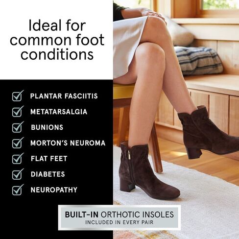 ABEO Avenue Mid Ankle Booties for Women | Fall Boots for Women | Water Resistant Leather | Built-In Orthotic Insole in Kuwait