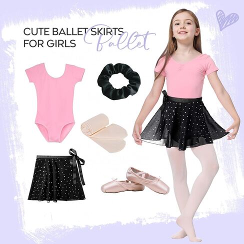Zando Sequin Ballet Skirt for Girls Wrap Ballet Skirt Women with Adjustable Waist Tie Toddlers Kids Flowy Lightweight in Saudi Arabia