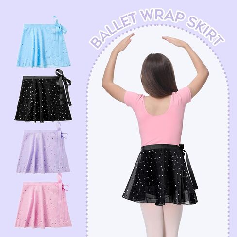 Zando Sequin Ballet Skirt for Girls Wrap Ballet Skirt Women with Adjustable Waist Tie Toddlers Kids Flowy Lightweight in Saudi Arabia