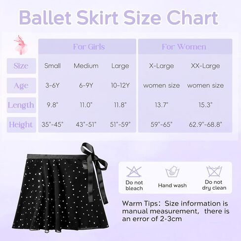Zando Sequin Ballet Skirt for Girls Wrap Ballet Skirt Women with Adjustable Waist Tie Toddlers Kids Flowy Lightweight in Saudi Arabia