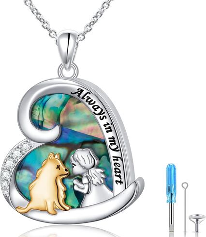 S925 Sterling Silver Dog Dur Necklace for Pet Ashes for Women Pet Fur Fur Jtersiake التذكارية التذكارية هدايا المجوهرات القلادة لخسارة النساء جرو in Kuwait