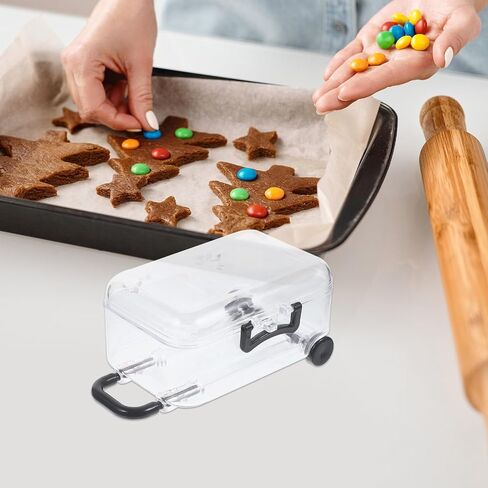 Mini Suitcase Favor Box 12pcs Mini Luggage Travel Suitcase Candy Box Clear Plastic Rolling Trolley Case Jewelry Storage Holder for Wedding Birthday Black (3" x 2") in Saudi Arabia