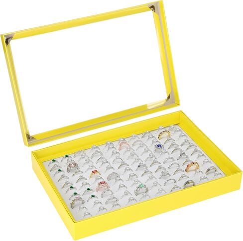 100 Slots Ring Earring Holder Display Case, Velvet Jewelry Ring Earring Storage Organizer Box Tray with Clear Lid for Women And Selling Show (Black) in Saudi Arabia