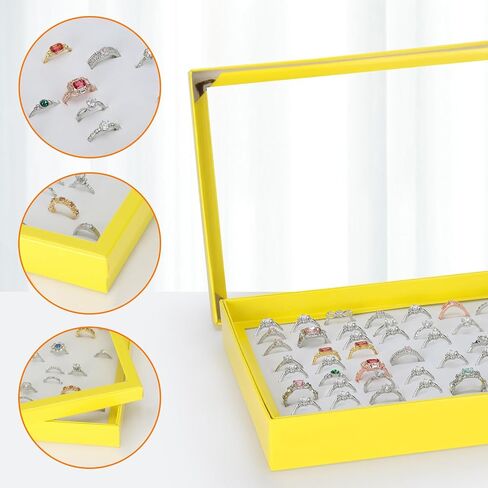 100 Slots Ring Earring Holder Display Case, Velvet Jewelry Ring Earring Storage Organizer Box Tray with Clear Lid for Women And Selling Show (Black) in Saudi Arabia