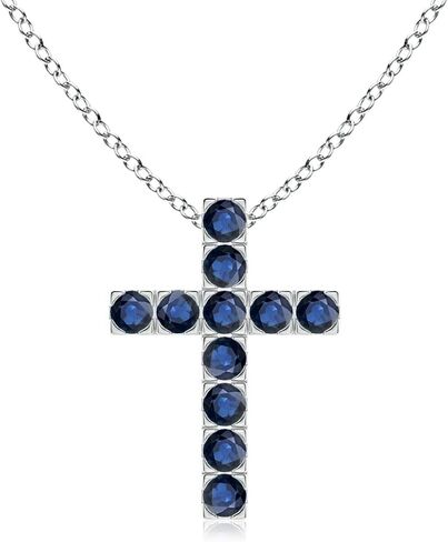 Angara Natural Blue Sapphire Cross Pendant Necklace in 14K Solid Gold | September Birthstone, Birthday, Engagement, Anniversary, Wedding Jewelry Gift for Women in Saudi Arabia