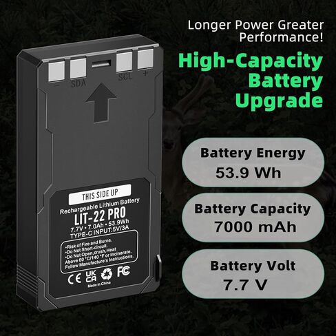 E EGOWAY 2-Pack 7000mAh Lit-22 بطاريات قابلة للشحن لكاميرا الصيد، متوافقة مع سلسلة Flex - Flex-M، Flex G-36، Flex-Plus، Flex-S، LIT-22 استبدال حزمة البطارية in Kuwait
