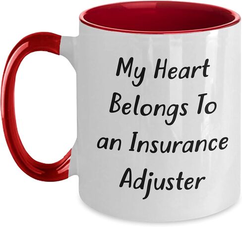 Insurance Adjuster Gifts from Friends - My Heart Belongs To An Insurance Adjuster Two Tone Coffee Mug, Birthday Unique Gift for Insurance Adjuster in Saudi Arabia