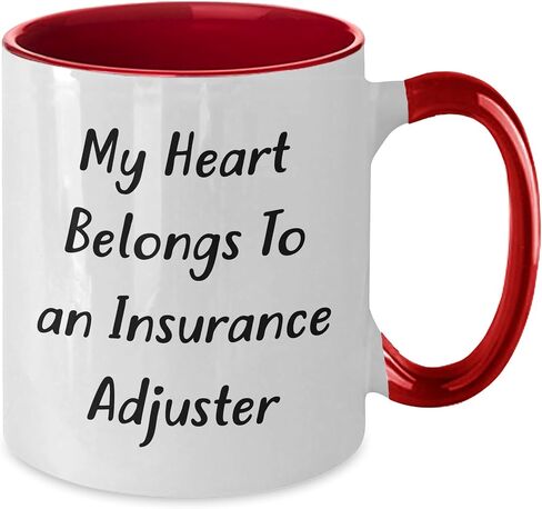 Insurance Adjuster Gifts from Friends - My Heart Belongs To An Insurance Adjuster Two Tone Coffee Mug, Birthday Unique Gift for Insurance Adjuster in Saudi Arabia