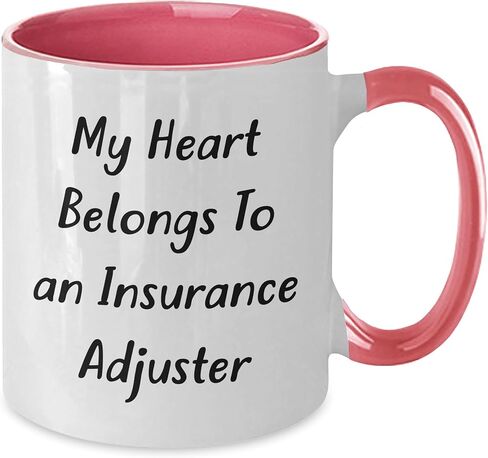 Insurance Adjuster Gifts from Friends - My Heart Belongs To An Insurance Adjuster Two Tone Coffee Mug, Birthday Unique Gift for Insurance Adjuster in Saudi Arabia