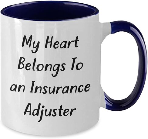 Insurance Adjuster Gifts from Friends - My Heart Belongs To An Insurance Adjuster Two Tone Coffee Mug, Birthday Unique Gift for Insurance Adjuster in Saudi Arabia
