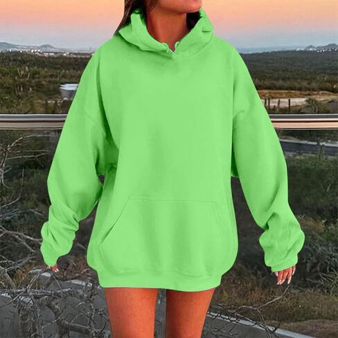 Oversized Hoodies For Women 2025 Plus Size Plain Basic Y2k Cute Pullover Hooded Sweatshirts Tops Trendy Outfits in Saudi Arabia