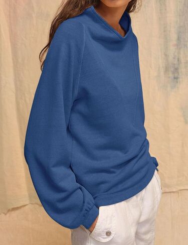Floral Find Womens Long Sleeve Cowl Neck Sweatshirts فضفاضة مناسبة السقوط قمم السحب in Kuwait