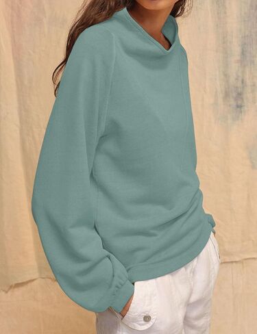 Floral Find Womens Long Sleeve Cowl Neck Sweatshirts فضفاضة مناسبة السقوط قمم السحب in Kuwait