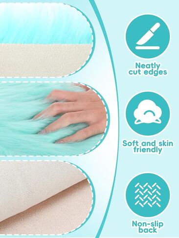 قطعتان من سجاد خزانة المدرسة، زينة خزانة صغيرة مقاس 30.48 سم × 30.48 سم للفتيات، سجادة ناعمة منفوشة مع ظهر مانع للانزلاق لتزيين خزانة المدرسة المتوسطة، تصوير جمالي للأظافر (أزرق بحيرة) in Kuwait