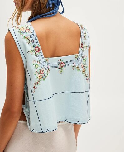 Babydoll Tie Front Tank Tops Women Sleeveless Crop Vest Floral Embroidered Sexy Y2k Bow Going Out Shirt in Kuwait