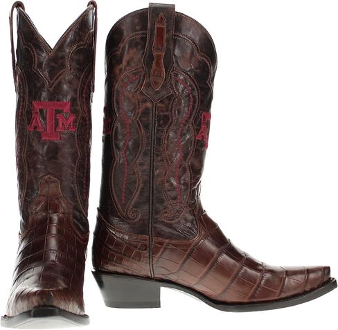 Vaccari النسائية أوليفيا الأصلية التمساح الجلود NCAA Athletics التطريز Snip Toe Cowgirl Boots in Kuwait