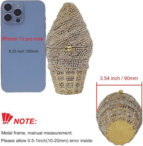 Cute Ice Cream Crystal Clutch Purse Mini Diamond Evening Bags Rhinestone for Women Party Wedding Cocktail Prom in Kuwait